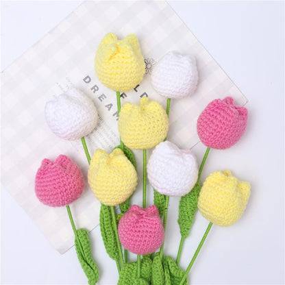 Handmade Knitted Tulip Bouquet, Crochet Flower Bouquet, 10/20/30 Stems Artificial Flowers, Easter and Mother'S Day Gift, Home Decor, Bedroom Decoration #TOP PICKS