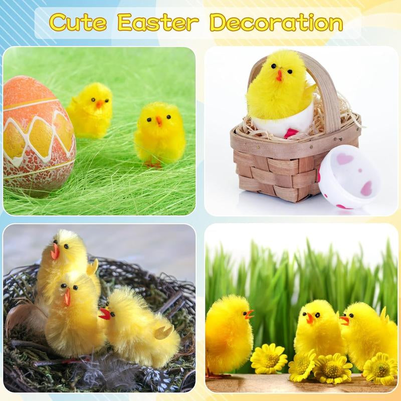 36Pcs Mini Chicks Easter Chenille Easter Chicks 1.26Inch Small Soft Fluffy Chick Stuffed Animal Cuddly Doll Gift Halloween Decor for Easter Party Supply, Yellow