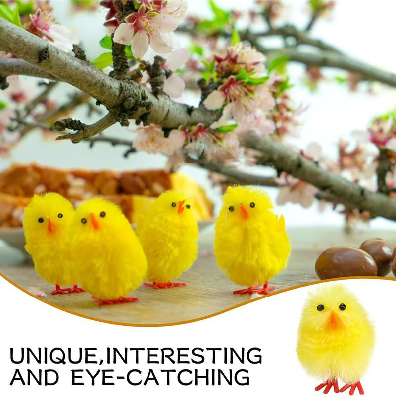 36Pcs Mini Chicks Easter Chenille Easter Chicks 1.26Inch Small Soft Fluffy Chick Stuffed Animal Cuddly Doll Gift Halloween Decor for Easter Party Supply, Yellow