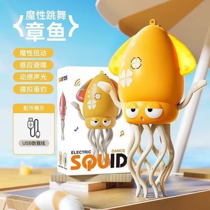 Electronic Dancing Squid Toys with Light&Music Funny Induction Lying Flat Squid Toddler Interactive Development Tummy Time Gifts