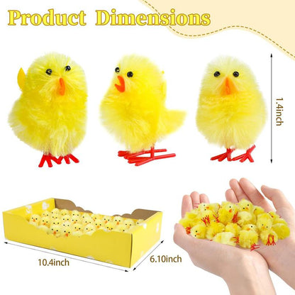 36Pcs Mini Chicks Easter Chenille Easter Chicks 1.26Inch Small Soft Fluffy Chick Stuffed Animal Cuddly Doll Gift Halloween Decor for Easter Party Supply, Yellow