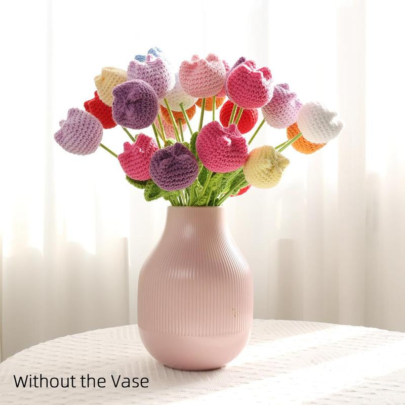 Handmade Knitted Tulip Bouquet, Crochet Flower Bouquet, 10/20/30 Stems Artificial Flowers, Easter and Mother'S Day Gift, Home Decor, Bedroom Decoration #TOP PICKS