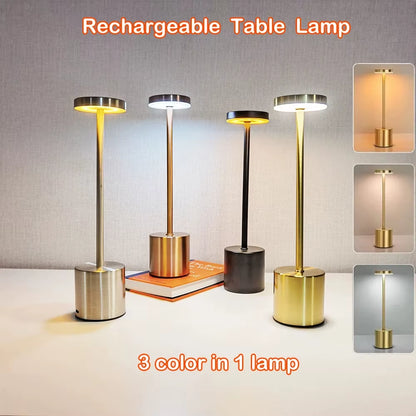 Classic Table Lamp USB Rechargeable Night Light Stepless Dimming Touch Desk Lamp Bedside Lamp Hotel Bar Decoration - Gold, Rose Gold, Black and White