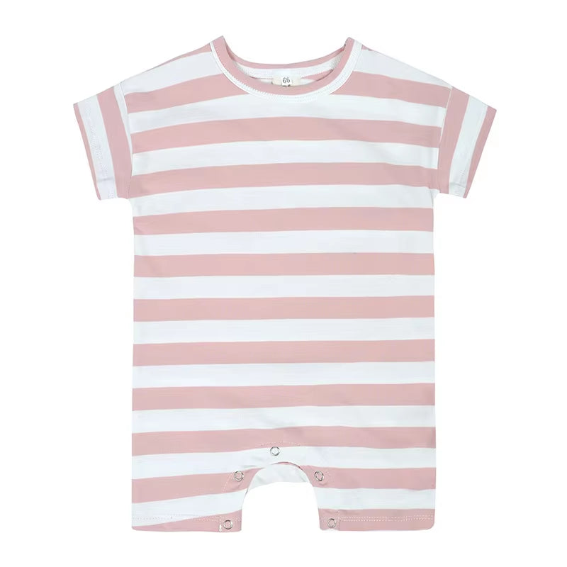 Summer Short Sleeved Baby Rompers 0-2Y Striped Onesies for Newborn Baby Boy Infant Girl Moon Printed Jumpsuit Baby Clothing