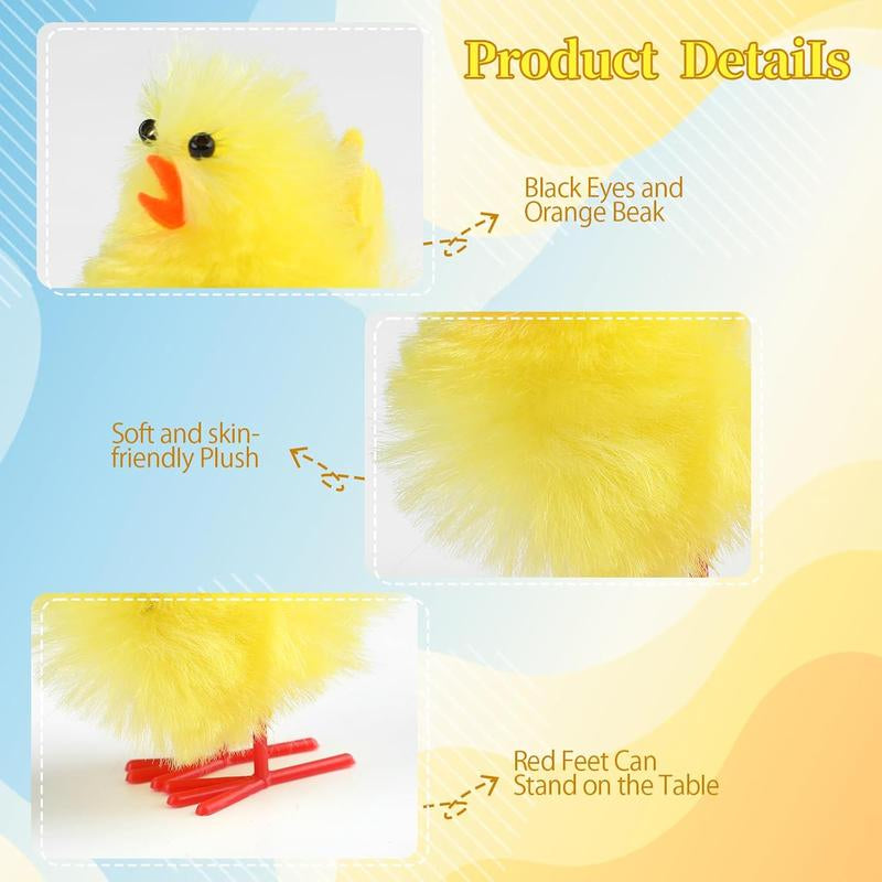 36Pcs Mini Chicks Easter Chenille Easter Chicks 1.26Inch Small Soft Fluffy Chick Stuffed Animal Cuddly Doll Gift Halloween Decor for Easter Party Supply, Yellow