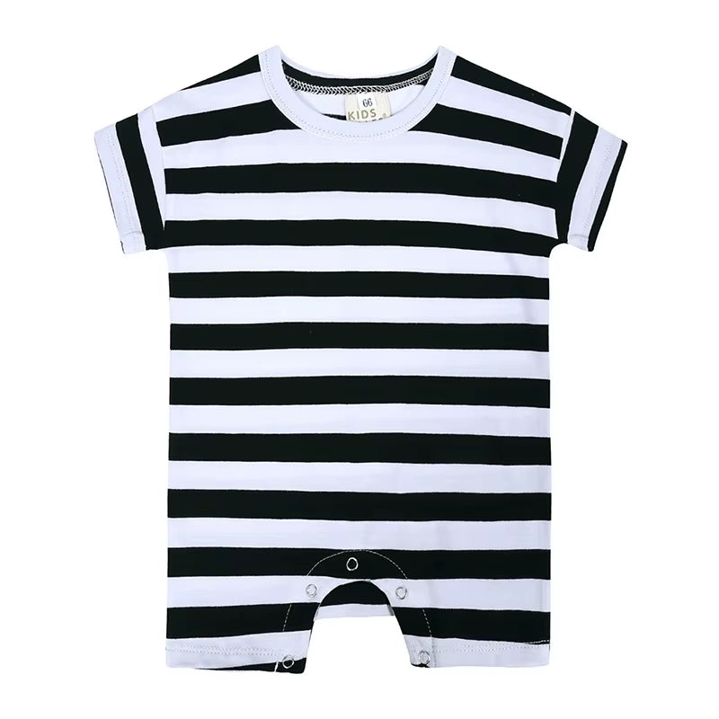Summer Short Sleeved Baby Rompers 0-2Y Striped Onesies for Newborn Baby Boy Infant Girl Moon Printed Jumpsuit Baby Clothing