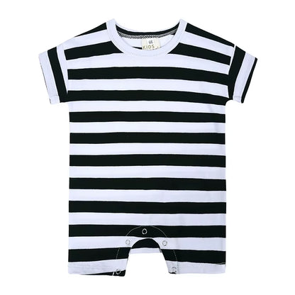 Summer Short Sleeved Baby Rompers 0-2Y Striped Onesies for Newborn Baby Boy Infant Girl Moon Printed Jumpsuit Baby Clothing