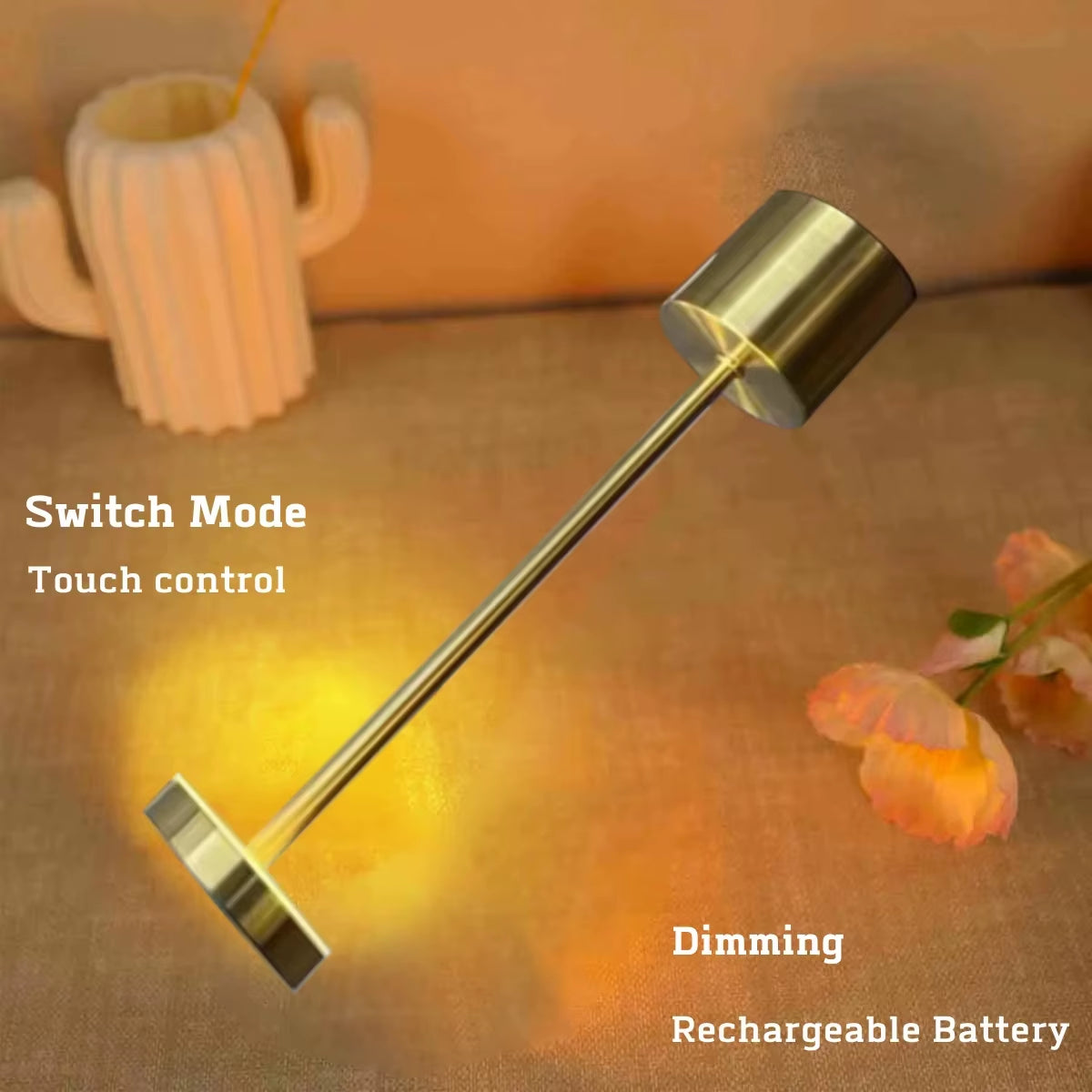 Classic Table Lamp USB Rechargeable Night Light Stepless Dimming Touch Desk Lamp Bedside Lamp Hotel Bar Decoration - Gold, Rose Gold, Black and White