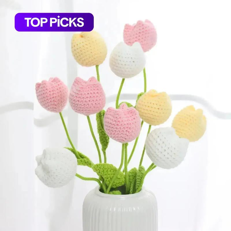 Handmade Knitted Tulip Bouquet, Crochet Flower Bouquet, 10/20/30 Stems Artificial Flowers, Easter and Mother'S Day Gift, Home Decor, Bedroom Decoration #TOP PICKS