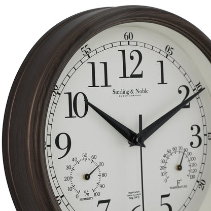 8.75" Indoor/Outdoor Antique Bronze round Arabic Analog Wall Clock