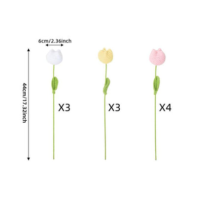 Handmade Knitted Tulip Bouquet, Crochet Flower Bouquet, 10/20/30 Stems Artificial Flowers, Easter and Mother'S Day Gift, Home Decor, Bedroom Decoration #TOP PICKS