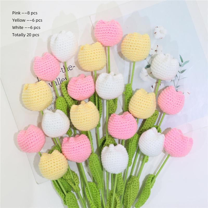 Handmade Knitted Tulip Bouquet, Crochet Flower Bouquet, 10/20/30 Stems Artificial Flowers, Easter and Mother'S Day Gift, Home Decor, Bedroom Decoration #TOP PICKS