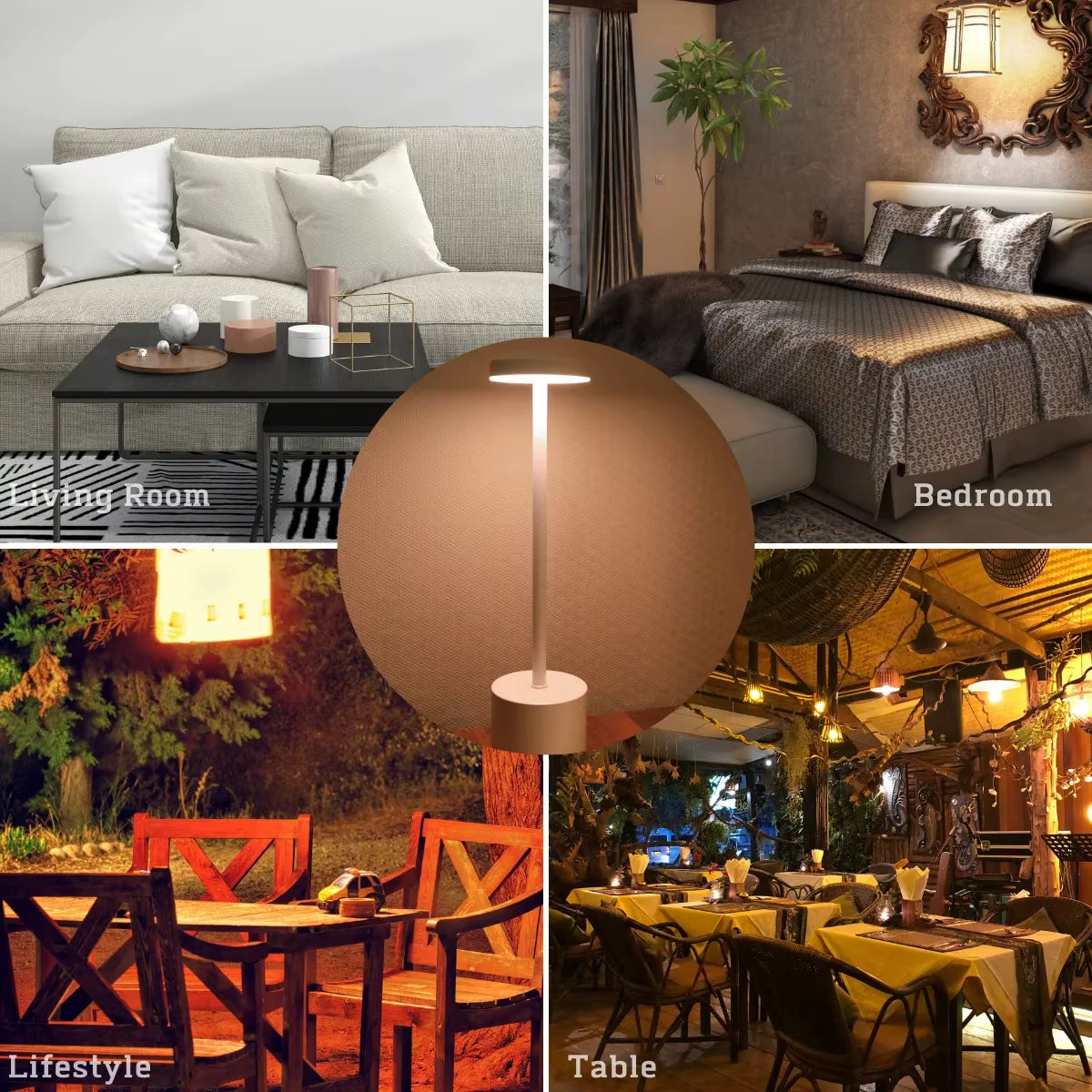 Classic Table Lamp USB Rechargeable Night Light Stepless Dimming Touch Desk Lamp Bedside Lamp Hotel Bar Decoration - Gold, Rose Gold, Black and White