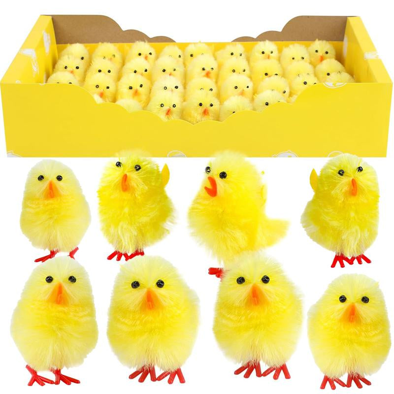 36Pcs Mini Chicks Easter Chenille Easter Chicks 1.26Inch Small Soft Fluffy Chick Stuffed Animal Cuddly Doll Gift Halloween Decor for Easter Party Supply, Yellow