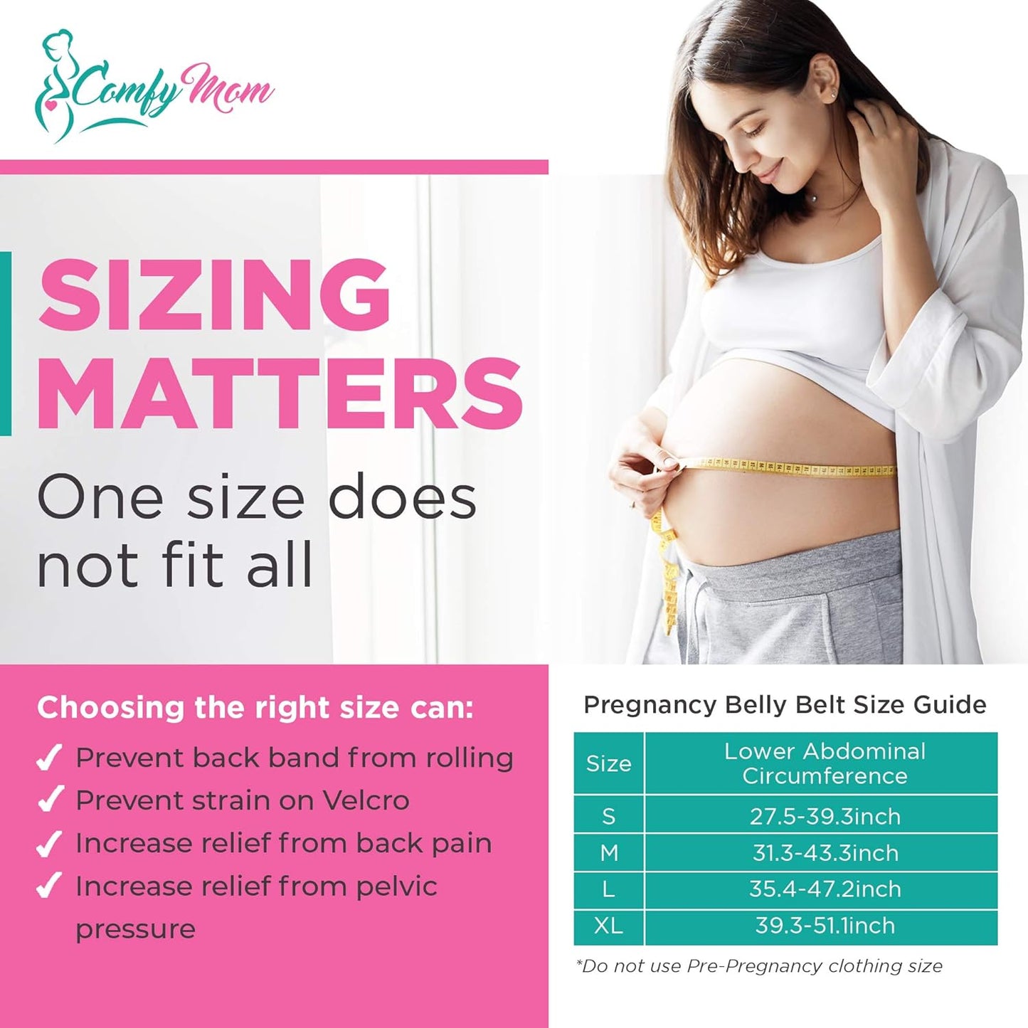 Belly Bands for Pregnant Women, Pregnancy Belly Support Band - Maternity Belt for Back Pain. Adjustable/Breathable Belly Support for Pregnancy. (Dark Mint/Xl)