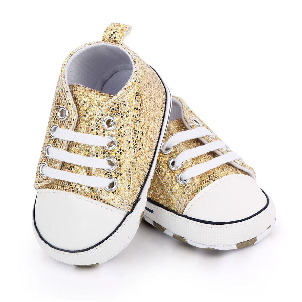 Baby Canvas Classic Sports Sneakers Newborn Baby Boys Girls Print Star First Walkers Shoes Infant Toddler Anti-Slip Baby Shoes