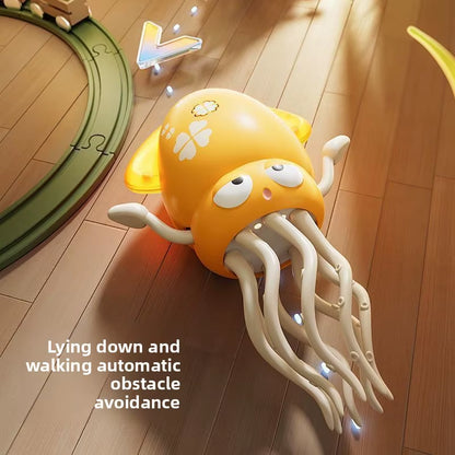 Electronic Dancing Squid Toys with Light&Music Funny Induction Lying Flat Squid Toddler Interactive Development Tummy Time Gifts