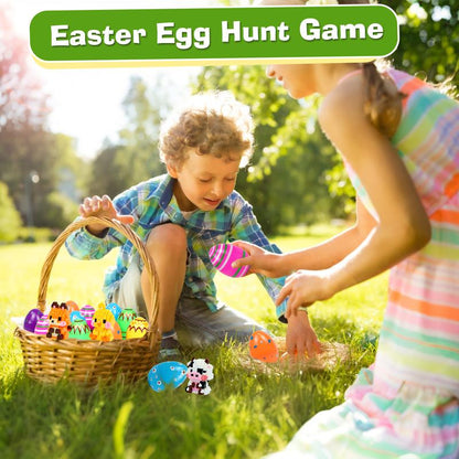Easter Egg Fillers | 12-Piece Animal Building Block Toys | Mini Animal Figurines | Perfect for Easter Egg Hunt Party Favors, Supplies & Decorations