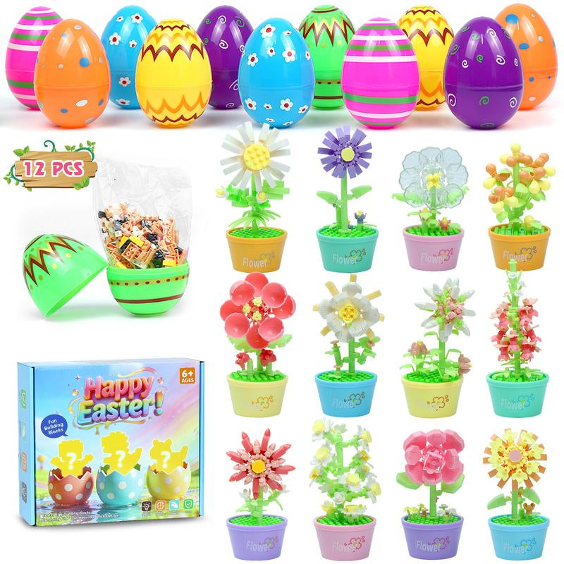 Easter Egg Fillers | 12-Piece Animal Building Block Toys | Mini Animal Figurines | Perfect for Easter Egg Hunt Party Favors, Supplies & Decorations