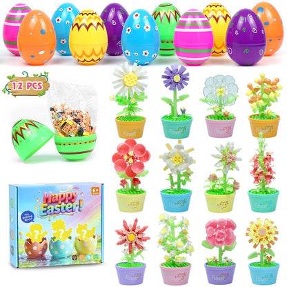 Easter Egg Fillers | 12-Piece Animal Building Block Toys | Mini Animal Figurines | Perfect for Easter Egg Hunt Party Favors, Supplies & Decorations