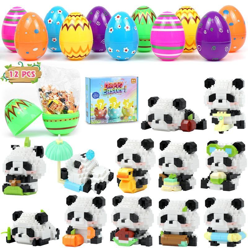 Easter Egg Fillers | 12-Piece Animal Building Block Toys | Mini Animal Figurines | Perfect for Easter Egg Hunt Party Favors, Supplies & Decorations