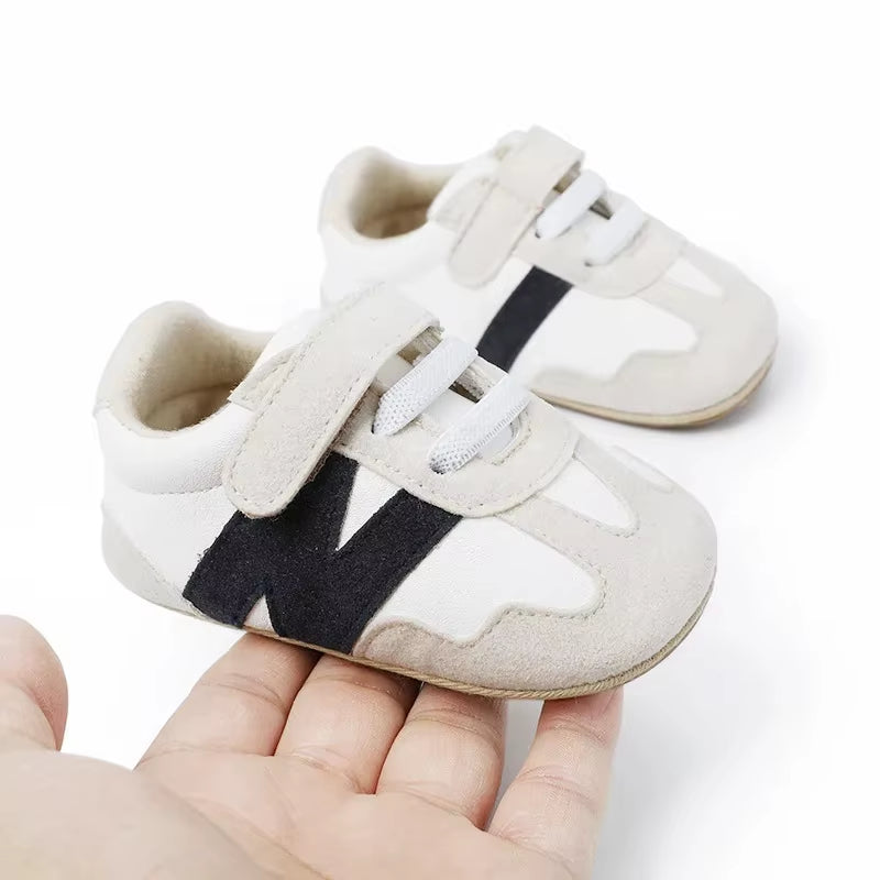 Newborn Baby Sneakers Letter Patchwork Baby Casual Shoes Anti-Slip Hundred Toddler Baby Boys Girls Shoes 0-18 Months