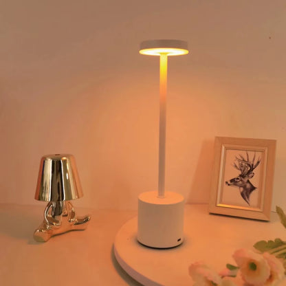 Classic Table Lamp USB Rechargeable Night Light Stepless Dimming Touch Desk Lamp Bedside Lamp Hotel Bar Decoration - Gold, Rose Gold, Black and White