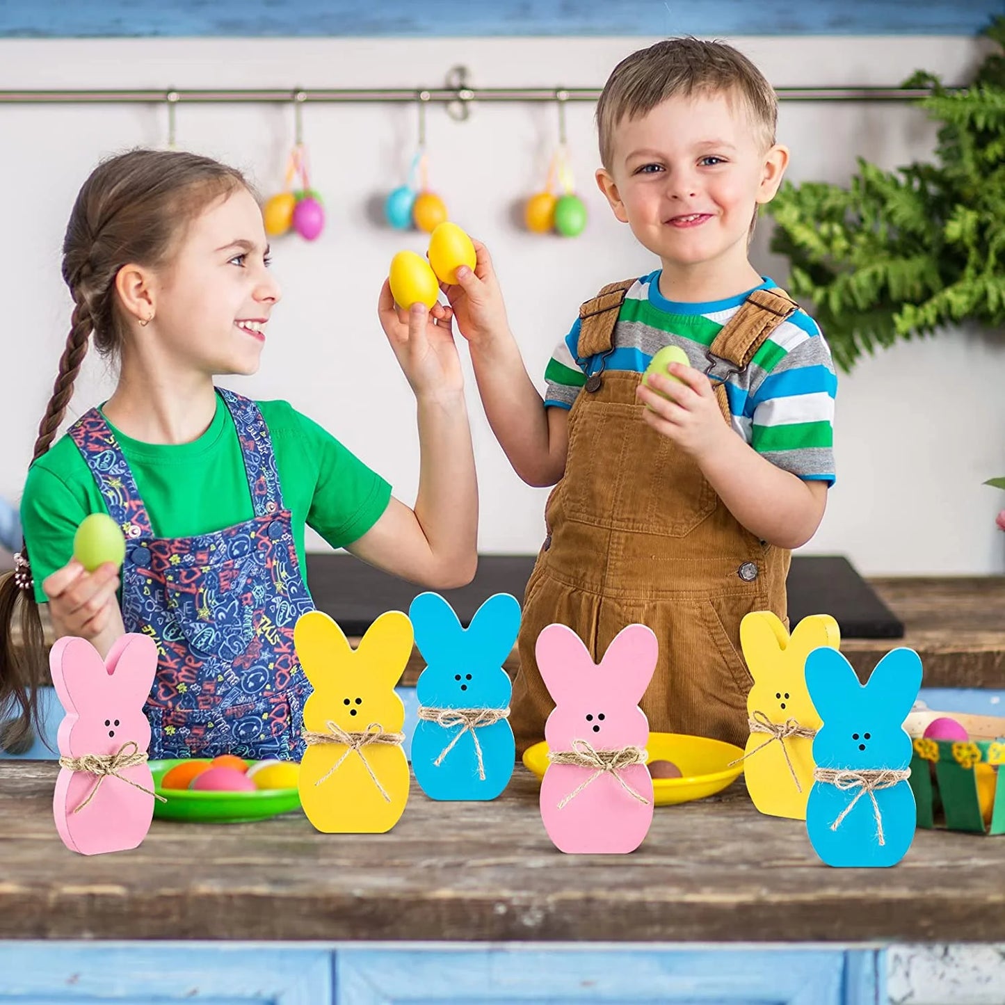 3Pcs Easter Decorations Bunny Tabletop Centerpieces-Indoor Easter Decoration for Spring Home Office Farmhouse Gift