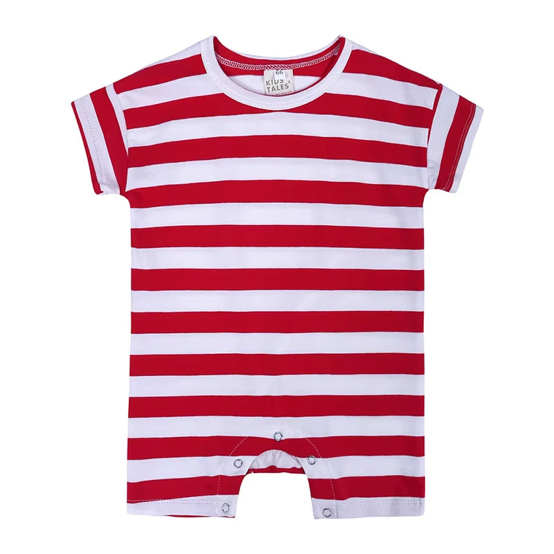 Summer Short Sleeved Baby Rompers 0-2Y Striped Onesies for Newborn Baby Boy Infant Girl Moon Printed Jumpsuit Baby Clothing