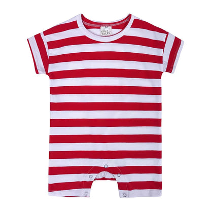 Summer Short Sleeved Baby Rompers 0-2Y Striped Onesies for Newborn Baby Boy Infant Girl Moon Printed Jumpsuit Baby Clothing