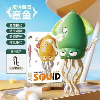 Electronic Dancing Squid Toys with Light&Music Funny Induction Lying Flat Squid Toddler Interactive Development Tummy Time Gifts