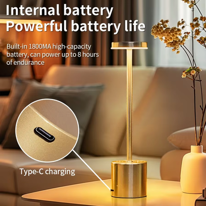 Gold Classic Table Lamp USB Rechargeable Night Light Stepless Dimming Touch Desk Lamp Bedside Lamp Bar Hotel Decoration