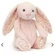 Easter Purple Rabbit with Pink Strawberry Flower Ears, Grey Plush Doll, Easter and Party Gift