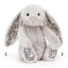 Easter Purple Rabbit with Pink Strawberry Flower Ears, Grey Plush Doll, Easter and Party Gift