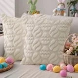 Easter Pillow Covers 18 X 18 Inch Pack of 2 Luxury Soft Egg Pattern Decorative Throw Pillowcases for Easter