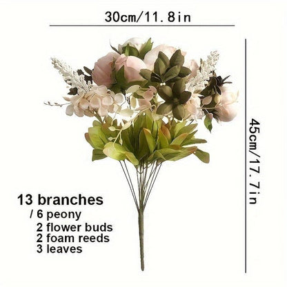 Artificial Peony Flower Bouquet, 1 Count Romantic Faux Flower Bouquet, Decorative Flowers for Home Party Wedding, Home Decor Supplies, Peonies Bouquet for Flower Arrangement, Decorative Flower Arrangement