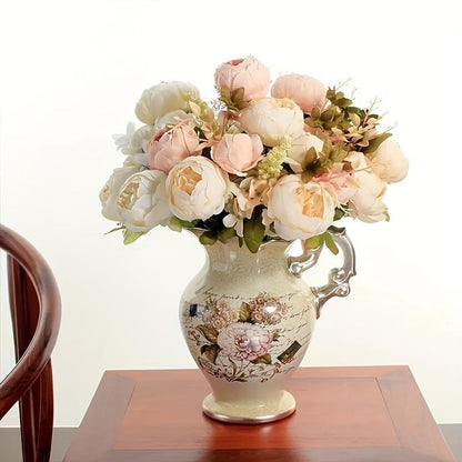Artificial Peony Flower Bouquet, 1 Count Romantic Faux Flower Bouquet, Decorative Flowers for Home Party Wedding, Home Decor Supplies, Peonies Bouquet for Flower Arrangement, Decorative Flower Arrangement