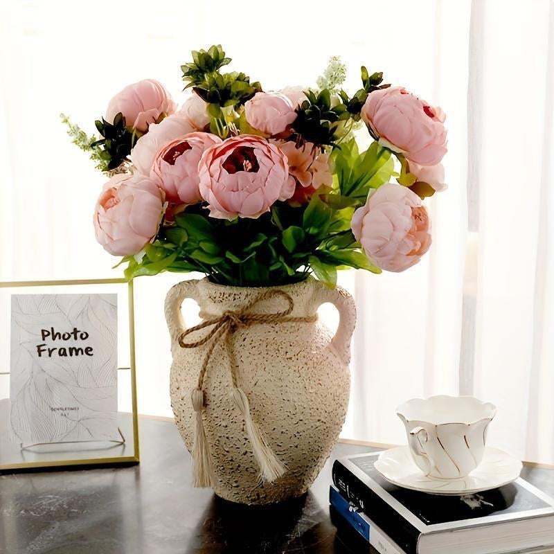 Artificial Peony Flower Bouquet, 1 Count Romantic Faux Flower Bouquet, Decorative Flowers for Home Party Wedding, Home Decor Supplies, Peonies Bouquet for Flower Arrangement, Decorative Flower Arrangement