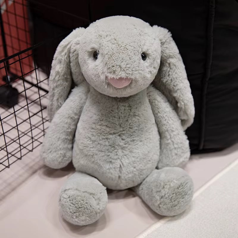 Easter Purple Rabbit with Pink Strawberry Flower Ears, Grey Plush Doll, Easter and Party Gift