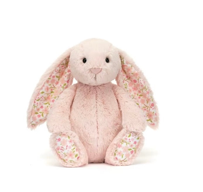 Easter Purple Rabbit with Pink Strawberry Flower Ears, Grey Plush Doll, Easter and Party Gift