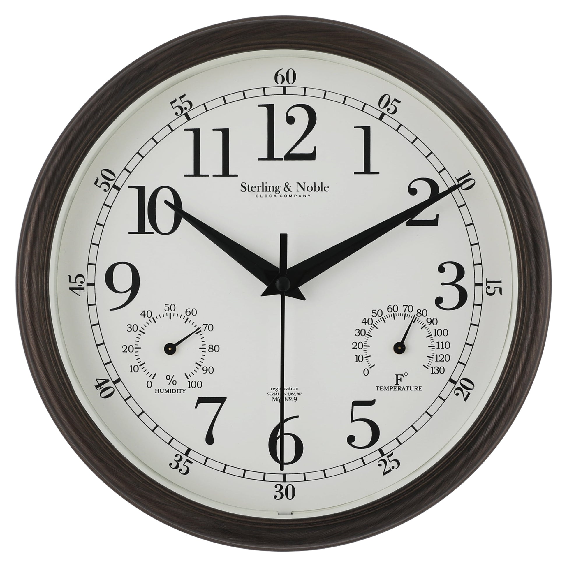 8.75" Indoor/Outdoor Antique Bronze round Arabic Analog Wall Clock