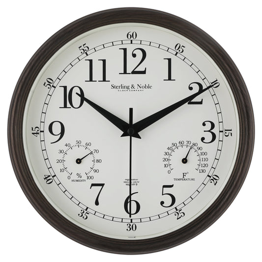 8.75" Indoor/Outdoor Antique Bronze round Arabic Analog Wall Clock