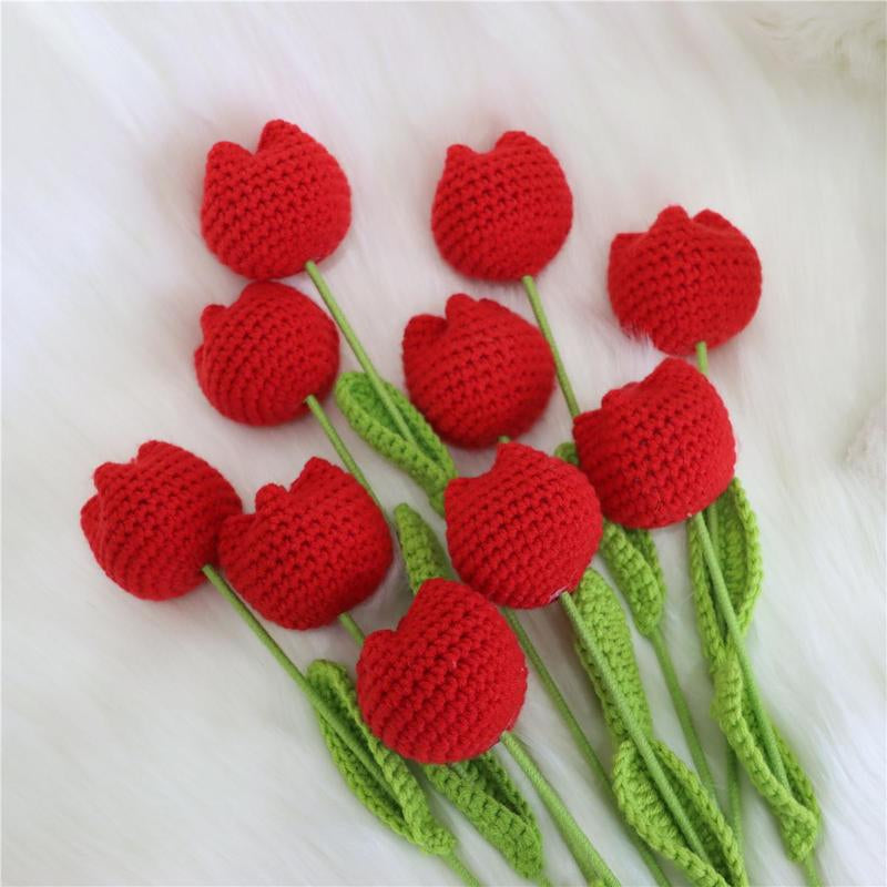 Handmade Knitted Tulip Bouquet, Crochet Flower Bouquet, 10/20/30 Stems Artificial Flowers, Easter and Mother'S Day Gift, Home Decor, Bedroom Decoration #TOP PICKS