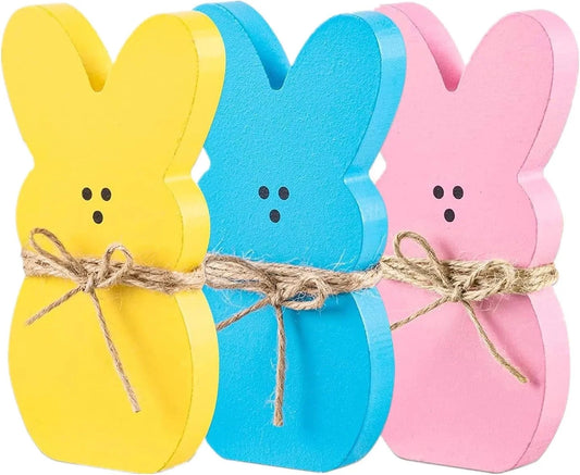3Pcs Easter Decorations Bunny Tabletop Centerpieces-Indoor Easter Decoration for Spring Home Office Farmhouse Gift
