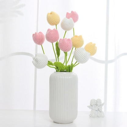 Handmade Knitted Tulip Bouquet, Crochet Flower Bouquet, 10/20/30 Stems Artificial Flowers, Easter and Mother'S Day Gift, Home Decor, Bedroom Decoration #TOP PICKS