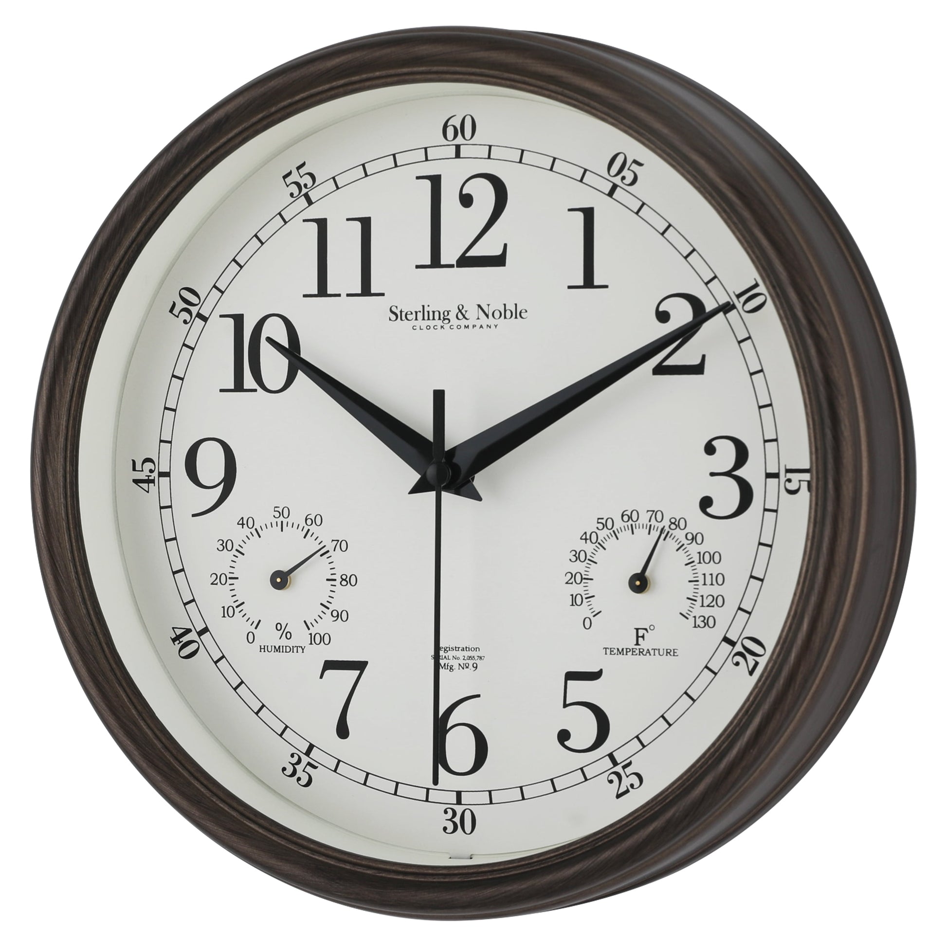 8.75" Indoor/Outdoor Antique Bronze round Arabic Analog Wall Clock