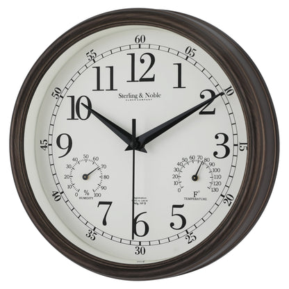 8.75" Indoor/Outdoor Antique Bronze round Arabic Analog Wall Clock