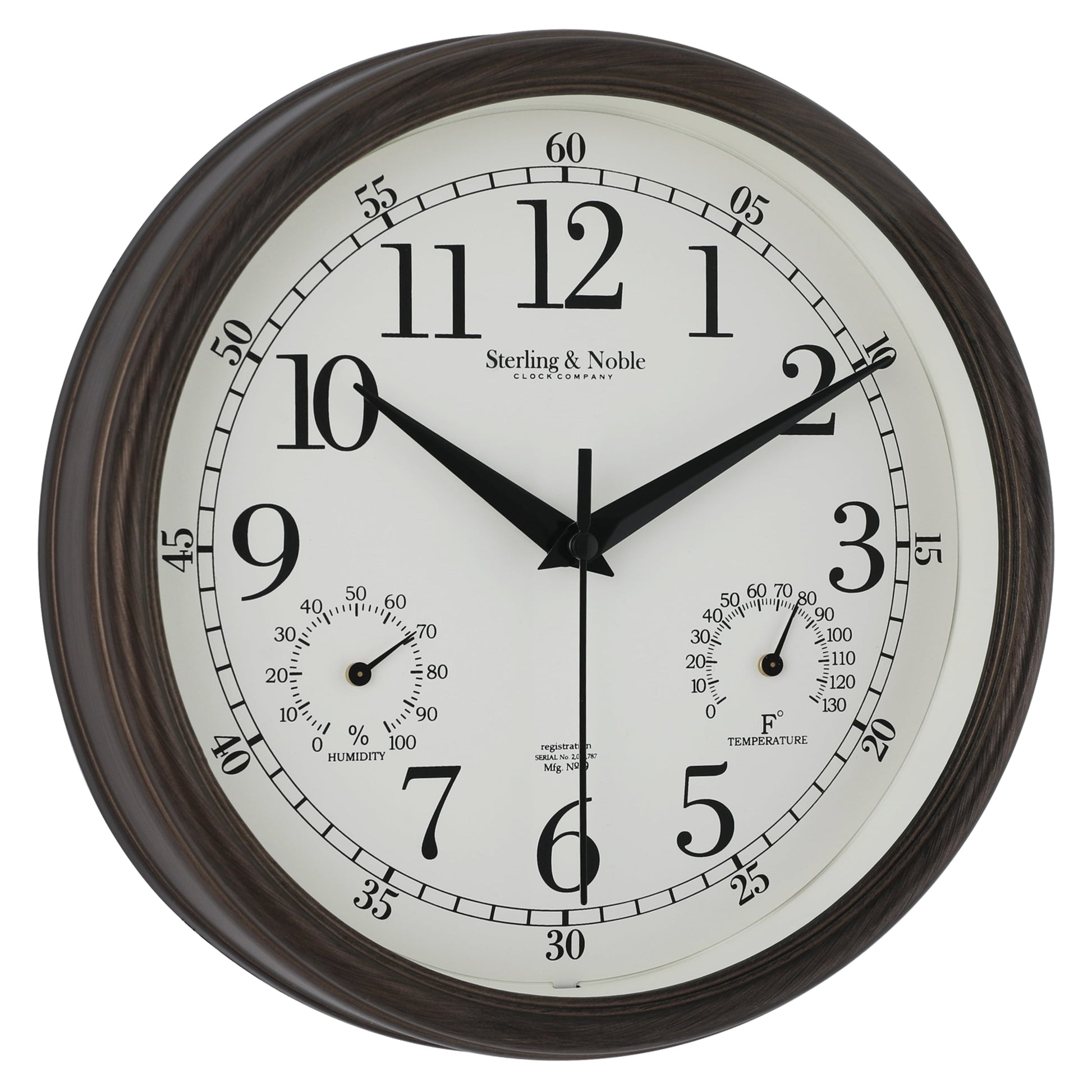8.75" Indoor/Outdoor Antique Bronze round Arabic Analog Wall Clock