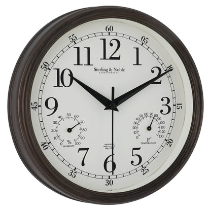 8.75" Indoor/Outdoor Antique Bronze round Arabic Analog Wall Clock