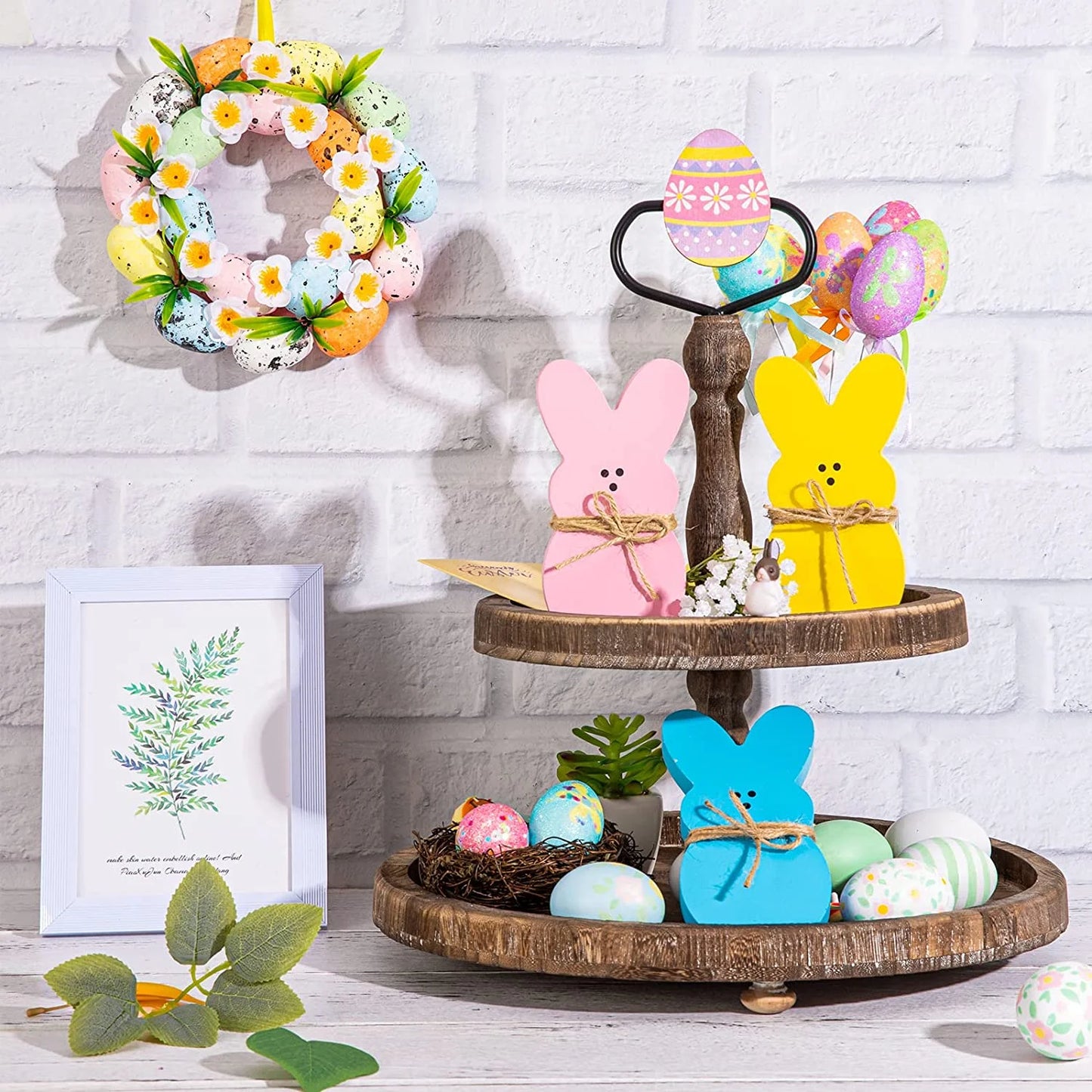 3Pcs Easter Decorations Bunny Tabletop Centerpieces-Indoor Easter Decoration for Spring Home Office Farmhouse Gift